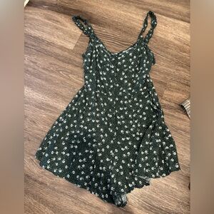 Urban Outfitters Dark Green Floral Romper
